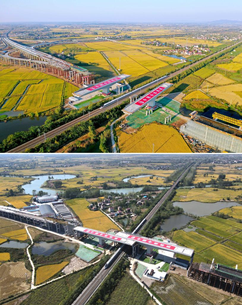 萬(wàn)噸橋梁轉體跨越滬蓉鐵路